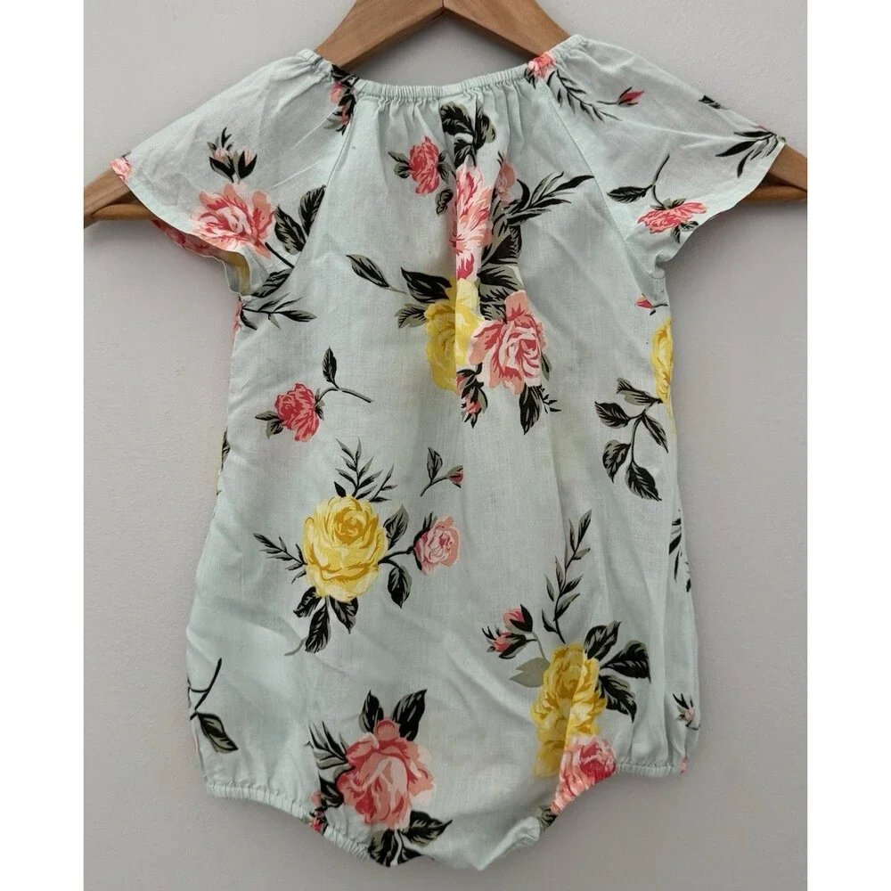 Old Navy 18/24 Summer Bubble Romper Light Green/Floral Print